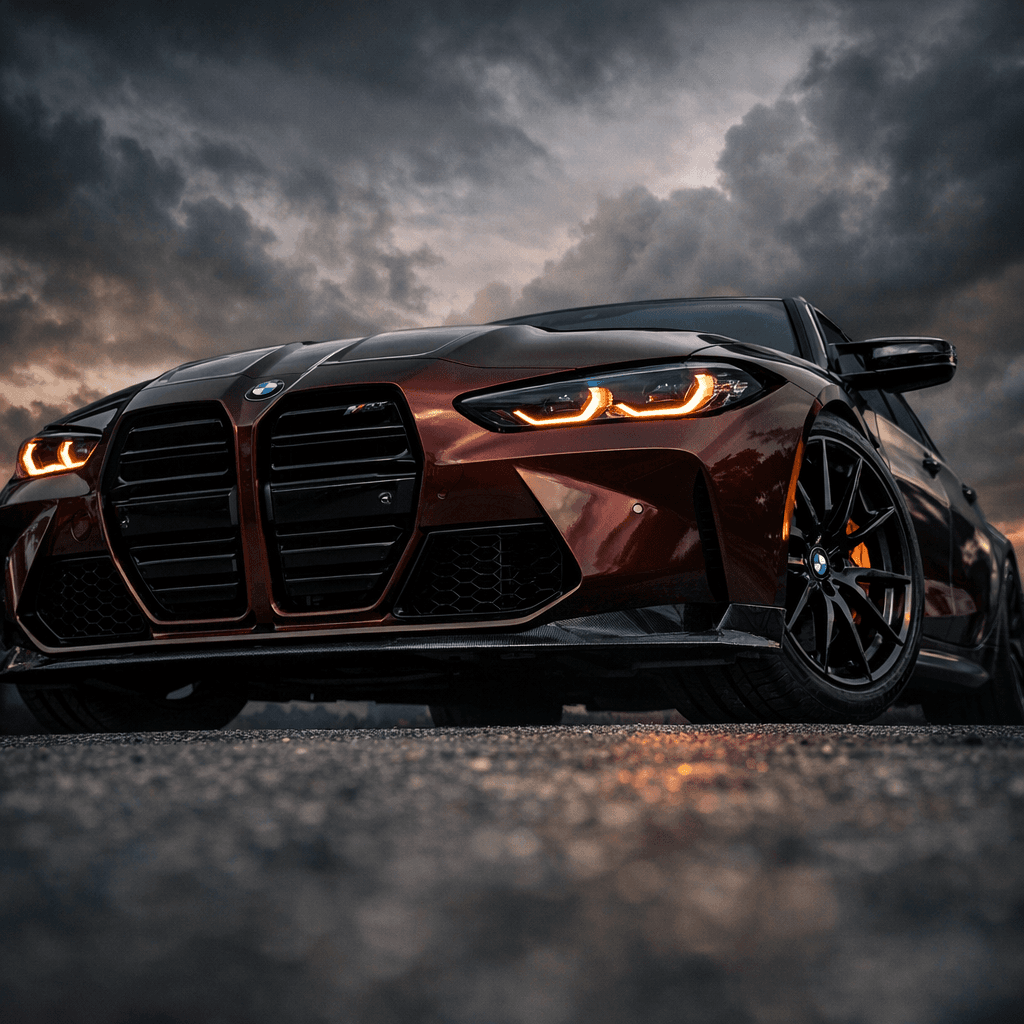 Low angle hero shot of a car